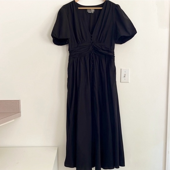 NWOT Anthropologie Katerina Button-Front Midi Dress Black - Picture 4 of 8
